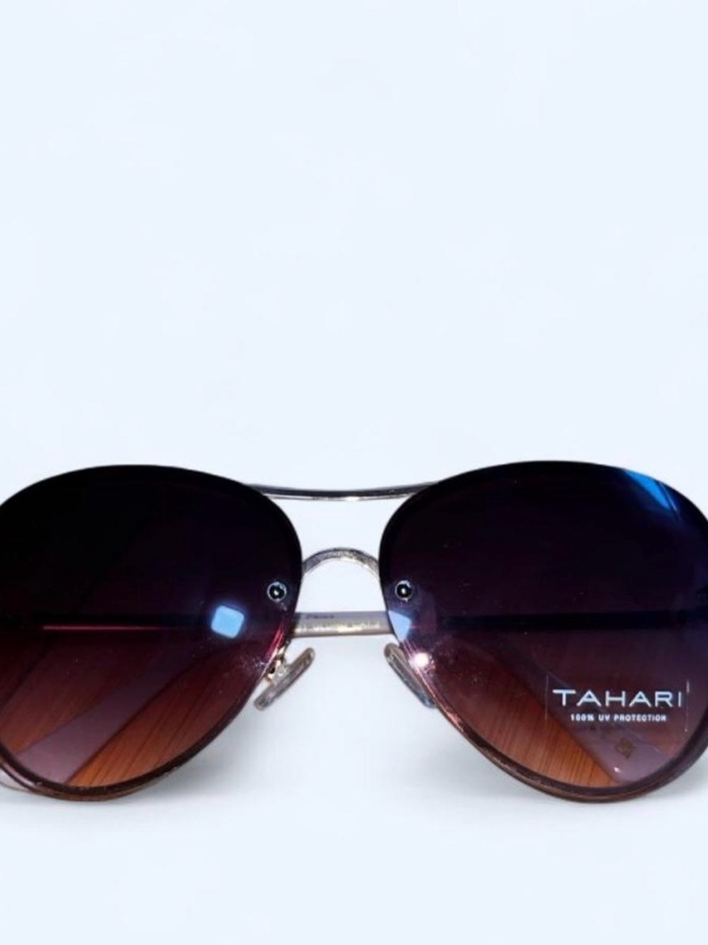 Tahari Brown Gradient Aviator Sunglasses